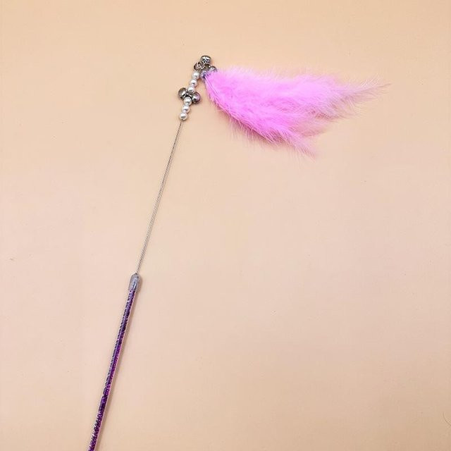 YJSTY Katzenspielzeug Fee Katze, Reizangel mit Glocke, Feder, Langer Stab, pink - Bild 1