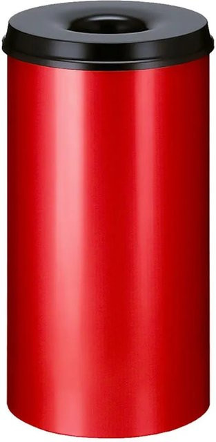 PROREGAL Selbstlöschender Papierkorb und Abfallsammler aus Metall, 50 Liter, Rot und Schwarz, H: 63 cm, Ø: 33,5 cm - Bild 1