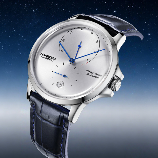 HANBORO Armbanduhr Automatik, Edelstahl, Leder, Herren - Bild 1