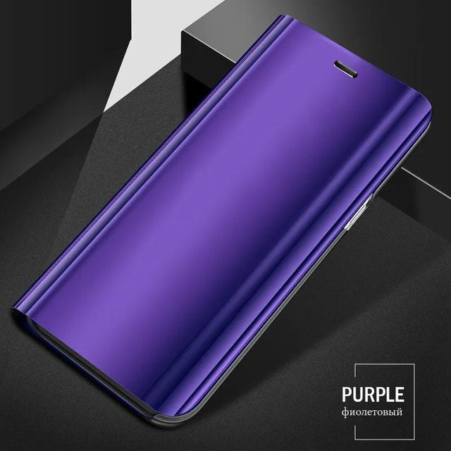 Spiegel-Flip-Handyhülle mit Lederabdeckung und Ständer für POCO F6 M6 X6 F5 X5 X3 X4 Pro 5G NFC GT M4 M3 Pro in Purple - Bild 1