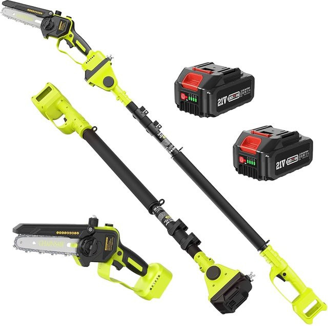 Supstable Akku-Kettensäge 6 Zoll, bürstenlose elektrische Astsäge und Hochastsäge in Grün, kompatibel mit Makita LXT Akkus - Bild 1