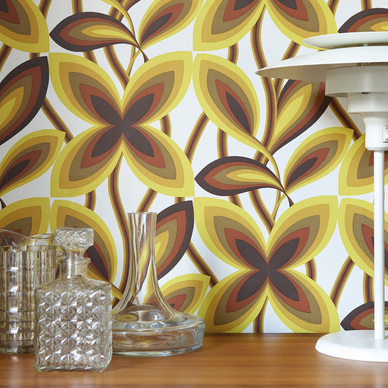 Little Greene Tapete Starflower Botanical Floral Retro in Gelb und Multicolour - Bild 2