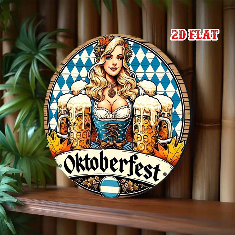 Potdemiel Metallwanddekoration Oktoberfest Biermädchen in Blau und Weiß - Bild 5