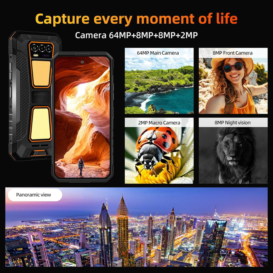 OUKITEL WP58 PRO 5G Smartphone mit 512 GB Speicher, 24 GB RAM, 6,7 Zoll Display und 10000mAh Akku in Orange mit Android 15 - Bild 7