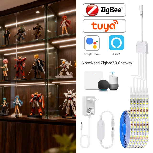 Guillermo Smart Home LED Schrankbeleuchtung Tuya Zigbee, dimmbar, weiß, 12V, mit App-Steuerung und Sprachsteuerung für Alexa und Google Assistant - Bild 1