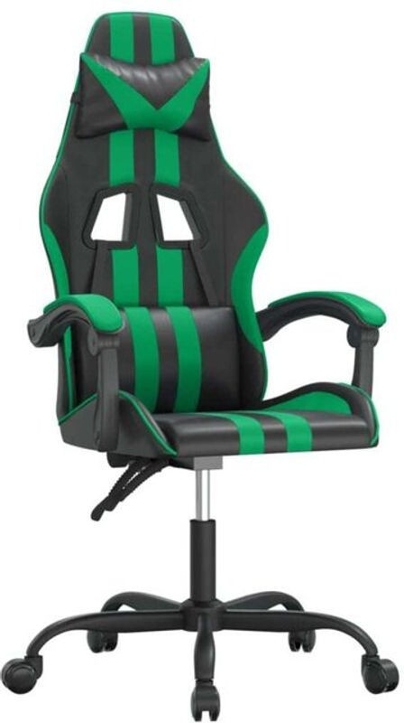 vidaxl Gamingstuhl aus Kunstleder in Schwarz und Grün, drehbar - Bild 1