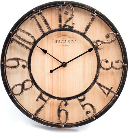 Wall-Art Wanduhr in Schwarz-Holzoptik mit Used Look, rund, analog und silent, Durchmesser: 35 cm - Bild 1