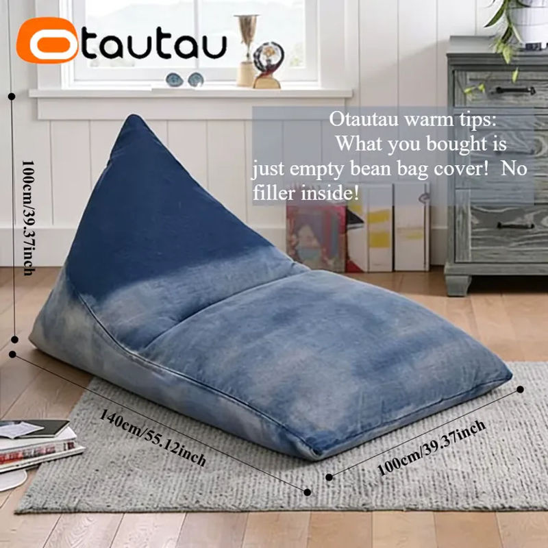 OTAUTAU Sitzsackbezug SF573 aus Baumwoll-Denim in Blau - Bild 3