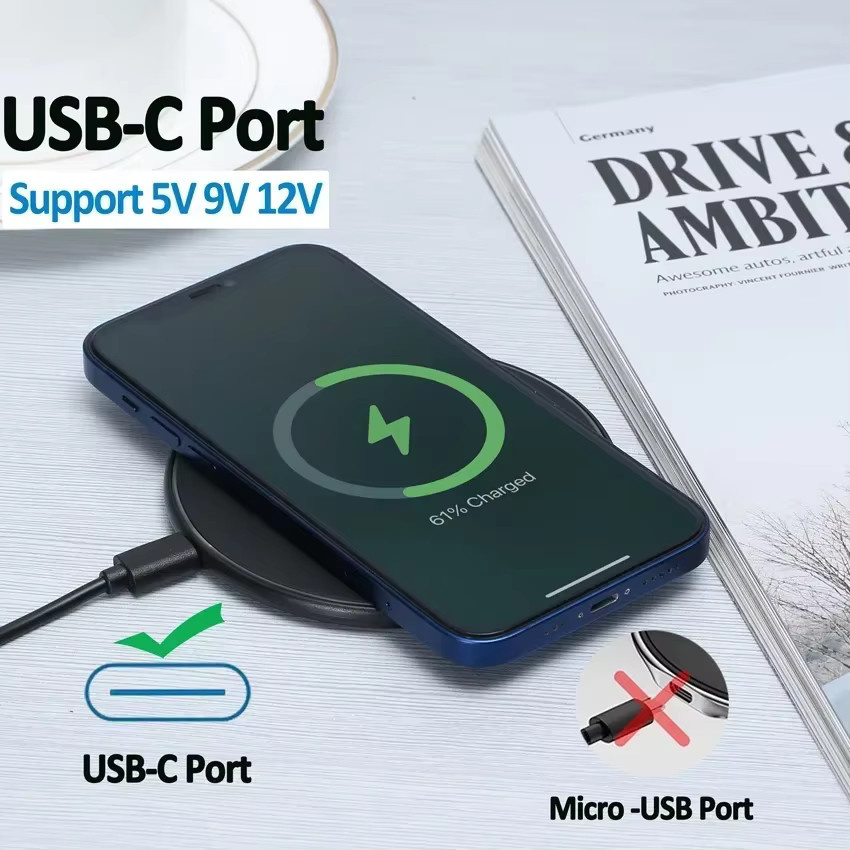 VIKEFON Kabelloses Ladegerät Induktions-Schnellladestation für iPhone, Samsung, Xiaomi und Huawei in Schwarz oder Weiß - Bild 3