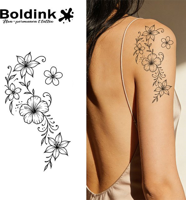 BOLDINK Forest Floral Tattoo Sticker, Unisex, wasserfest - Bild 1