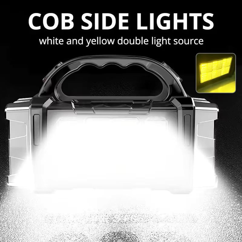 ESMARTER LED Taschenlampe mit COB Arbeitslaterne, wiederaufladbare Solar Ladelampe für Outdoor und Camping, Schwarz - Bild 2