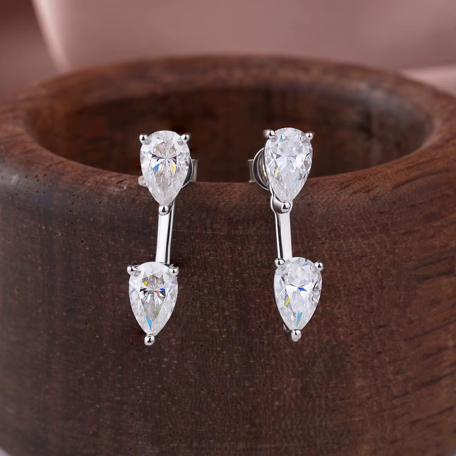 FEOBUR Ohrjacken-Ohrringe, 925 Silber, Moissanit, Diamant, Damen - Bild 4