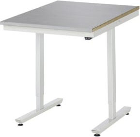 Rau Arbeitstisch Adlatus elektrisch höhenverstellbar mit Edelstahlbelag silber/lichtgrau B/T/H: 75 x 100 x 72-112 cm - Bild 1