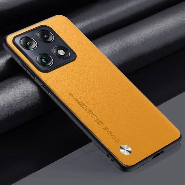 Motorola Signature Silikon-PU-Lederhülle für Moto X70 Air Pro in Schwarz und Gelb mit Kameraschutz - Bild 1