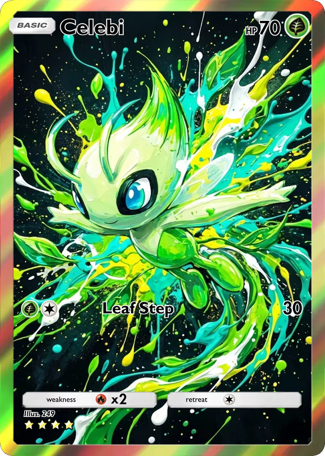 Potdemiel Pokémon Celebi Aquarell-Stil Holo Karten, 5-teiliges Set - Bild 2