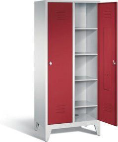 C+P Wäsche-Spind Classic mit Türen, Korpus Lichtgrau und Front Rubinrot, H 185,0 cm x B 81,0 cm x T 50,0 cm - Bild 1
