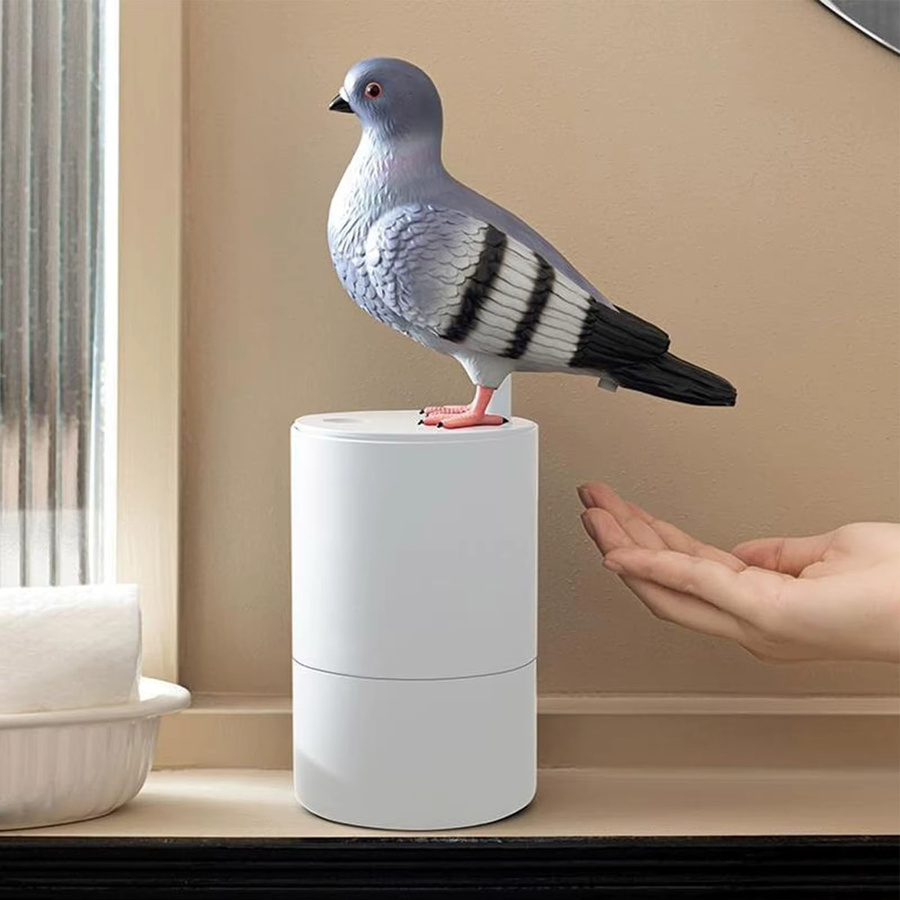 Aramox Automatischer schäumender Handseifenspender mit blauem Vogel Design, berührungsloser Induktionsseifenspender aus ABS für Küche und Badezimmer, Blau - Bild 2