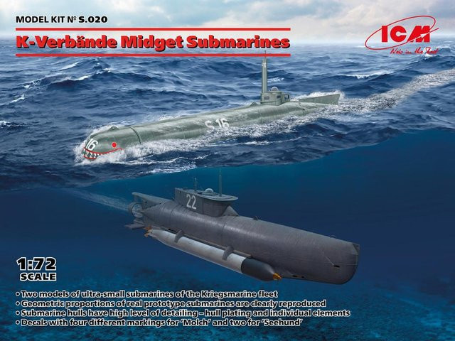 K-HOME K-Verbände Midget Submarines (Seehund and Molch), Fahrzeuge, 1:72 - Bild 1