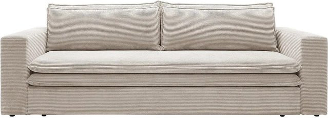 Vente-unique Schlafsofa Tilia in Cremefarben mit Cord-Bezug und modernem Design, Breite: 244 cm - Bild 1