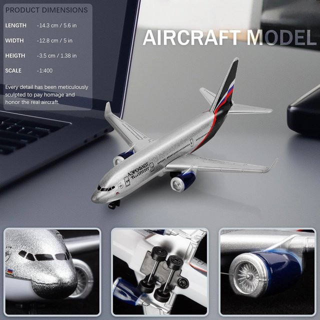 ZOCO A330 Russland Airlines Verkehrsflugzeug Modell, Metall, 16 cm - Bild 1