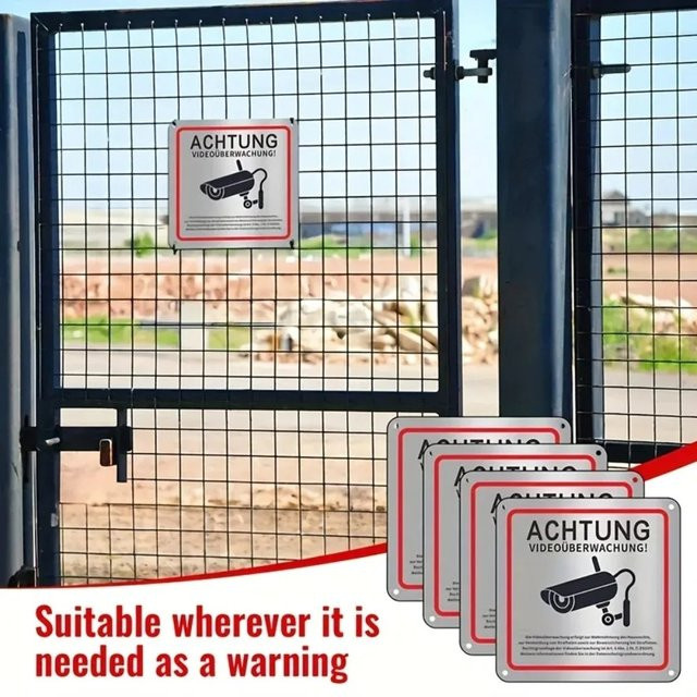 CIFBUY Aluminium-Sicherheitswarnschild Achtung Videoüberwachung mit Kamera Symbol - Bild 1