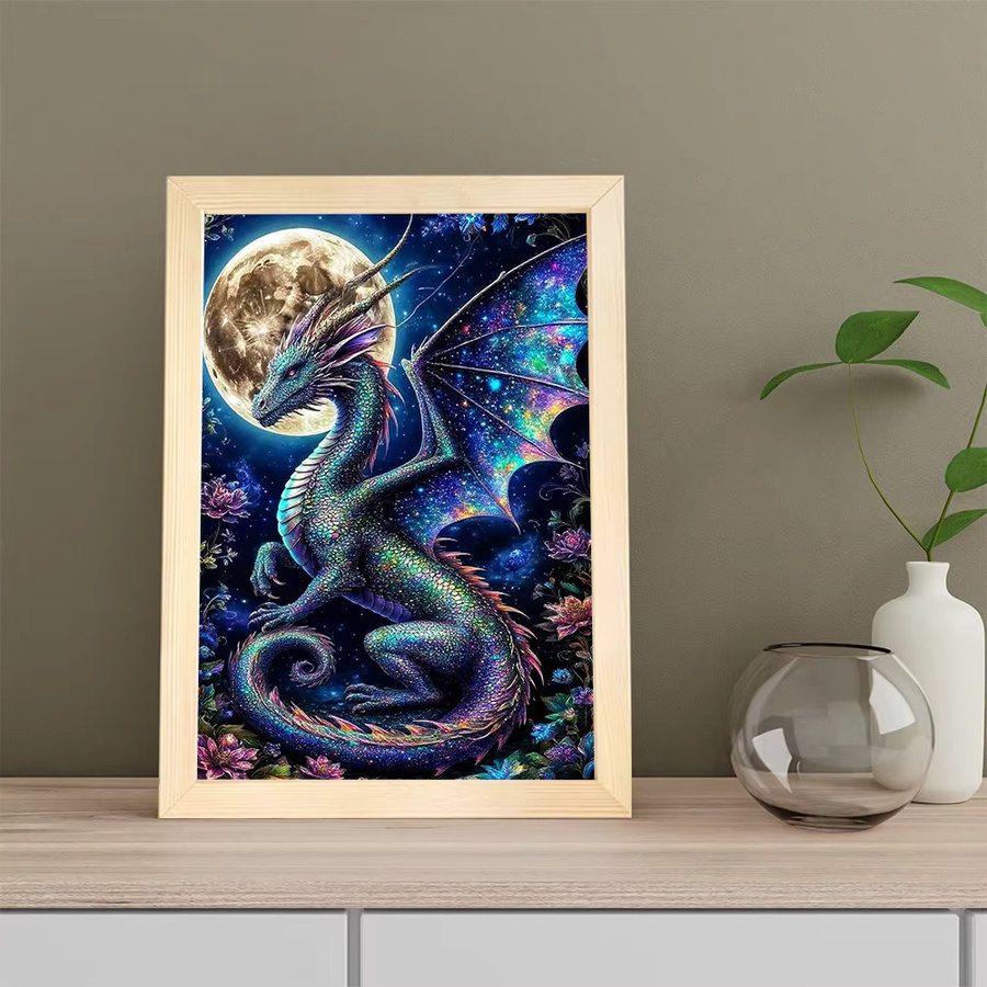 Evershine Kreuzstich Bastelset Drache und Mond als Wanddekoration, Mehrfarbig, B/T/H: 40 x 30 x 30 cm - Bild 3