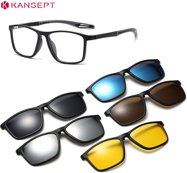 KANSEPT Clip-On-Sonnenbrille, Unisex, Vollrand, rechteckig, black - Bild 1