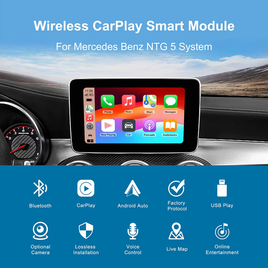 Drahtloses CarPlay und Android Auto Upgrade für Mercedes Benz NTG5.0 C-Klasse GLC W205 V-Klasse W447 in Schwarz - Bild 5
