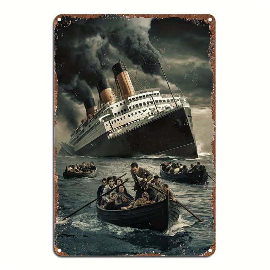 HELLOYOUNG Vintage Titanic Metallblechschild aus Aluminium als rustikale Wandkunst zur Dekoration, Rechteckig, B: 30,0 cm, H: 20,0 cm, T: 20,0 cm - Bild 2