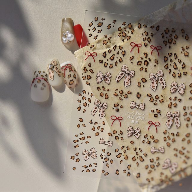Rhstoe Nagelaufkleber 3D Leopardenmuster, Pfeil und Bogen, Nagelperle - Bild 1