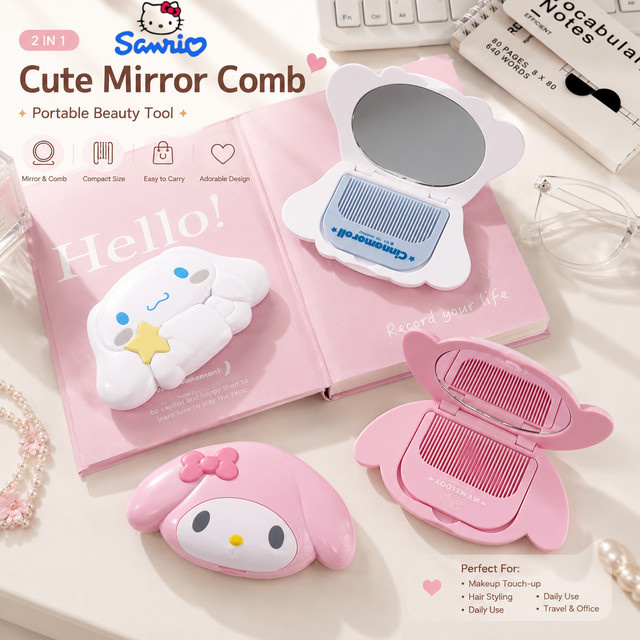 Sanrio Spiegel-Kamm My Melody Cinnamoroll, Taschenspiegel für Damen - Bild 1