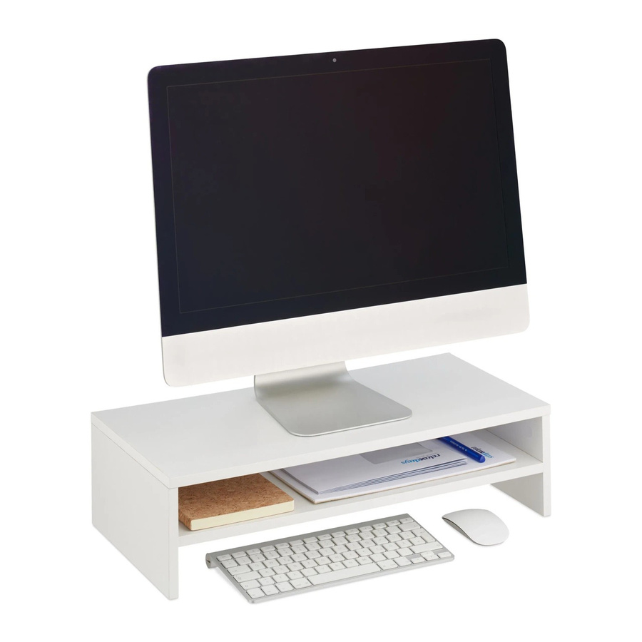 Relaxdays Monitorständer aus Holzwerkstoff in Weiß mit Zusatzablage, H: 14,5 cm, B: 54 cm, T: 25,5 cm - Bild 2