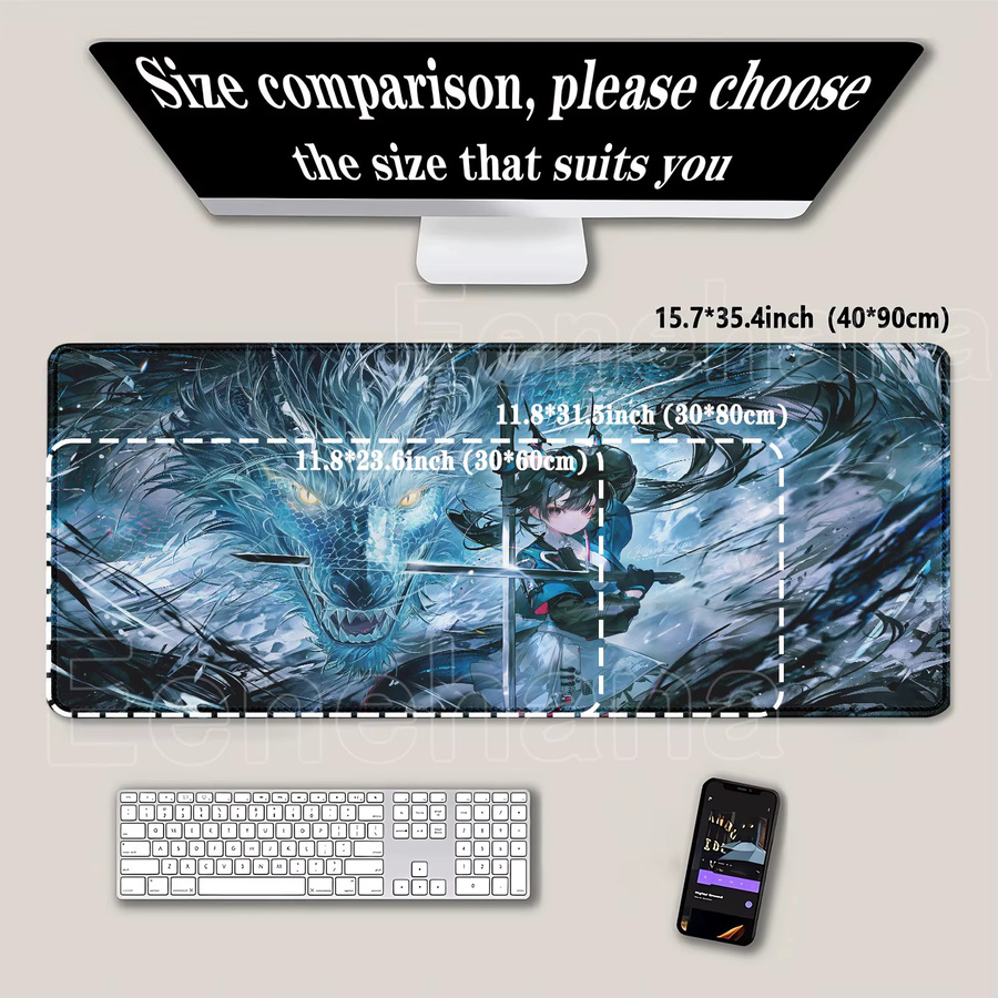 Arknights Endfield Yvonne Gaming-Mauspad Multicolor, rutschfeste Schreibtischunterlage aus Gummi, B/T: 90 x 40 cm - Bild 2