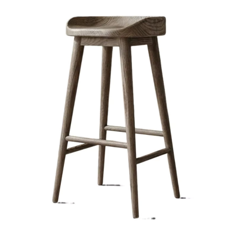 Minimalistischer Barhocker aus Holz von DUTRIEUX in Grau mit mattem Finish - Bild 2