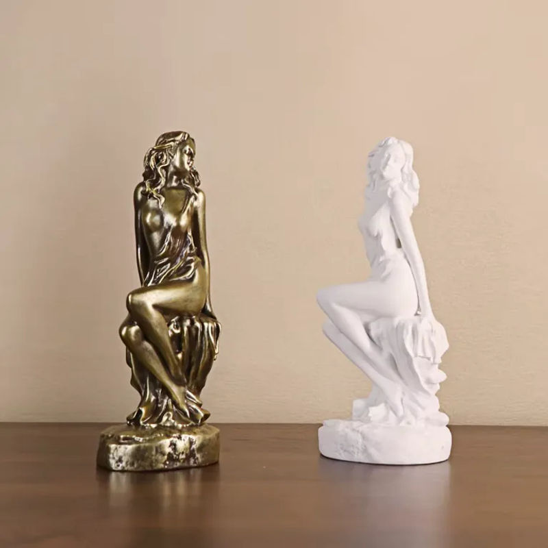 DEANSEN Venus Statue Griechische Göttin Skulptur aus Kunstharz in Kupfer Optik für Wohnzimmer und Bücherregal - Bild 2