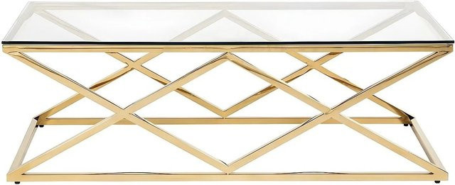 Couchtisch Charlotte von Vente-unique in Transparent und Gold mit gehärteter Glasplatte, B/T/H: 120 x 60 x 40 cm - Bild 1