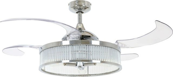 BEACON Deckenventilator Fanaway Corbelle in Chrom mit LED-Beleuchtung und Fernbedienung, Durchmesser: 122 cm