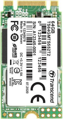 Transcend MTS552T2 Industrial M.2 SATA SSD 64GB Schwarz - Bild 1