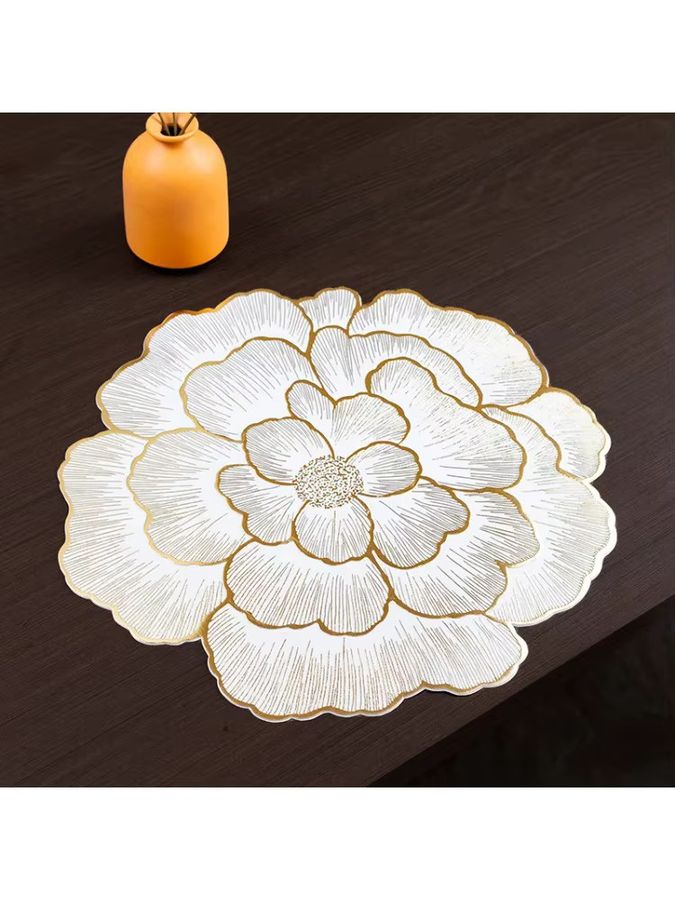 Dekorative PVC Tischsets mit Blumenmuster, hitzebeständige Tischpads und Untersetzer für Esszimmer, Party oder Hochzeit - Bild 5