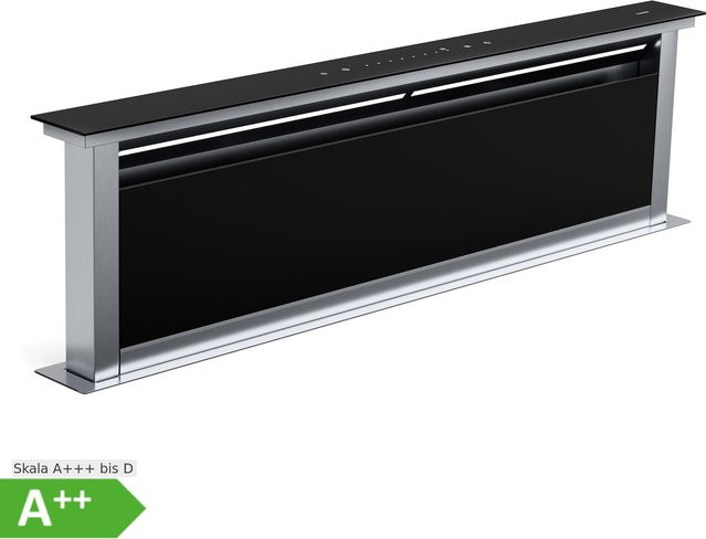 Klarstein Royal Flush Eco Dunstabzugshaube in Schwarz und Edelstahl mit 836 m³/h Luftstrom, kopffrei, LED-Display, Energieeffizienzklasse A und 64 dB - Bild 1