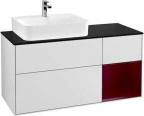 V&B Waschtischunterschrank Finion in Weiß, Wandmontage mit LED-Beleuchtung und Regalfach, Breite: 120 cm - Bild 1