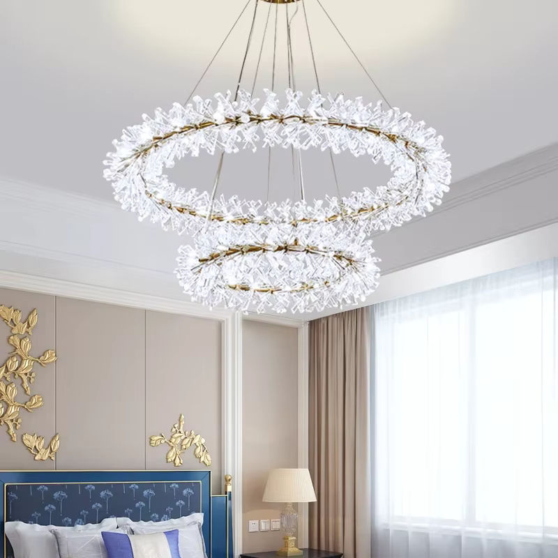 JIANKEXING Moderne Kristall LED Kronleuchter in Gold, Runde Pendelleuchte für Wohnzimmer, Restaurant und Schlafzimmer - Bild 2