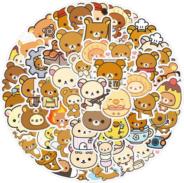 105 Stück Rilakkuma und Korilakkuma Aufkleber Set aus wasserfestem Vinyl in Multicolour für Scrapbooking, Telefon und Gepäck - Bild 1