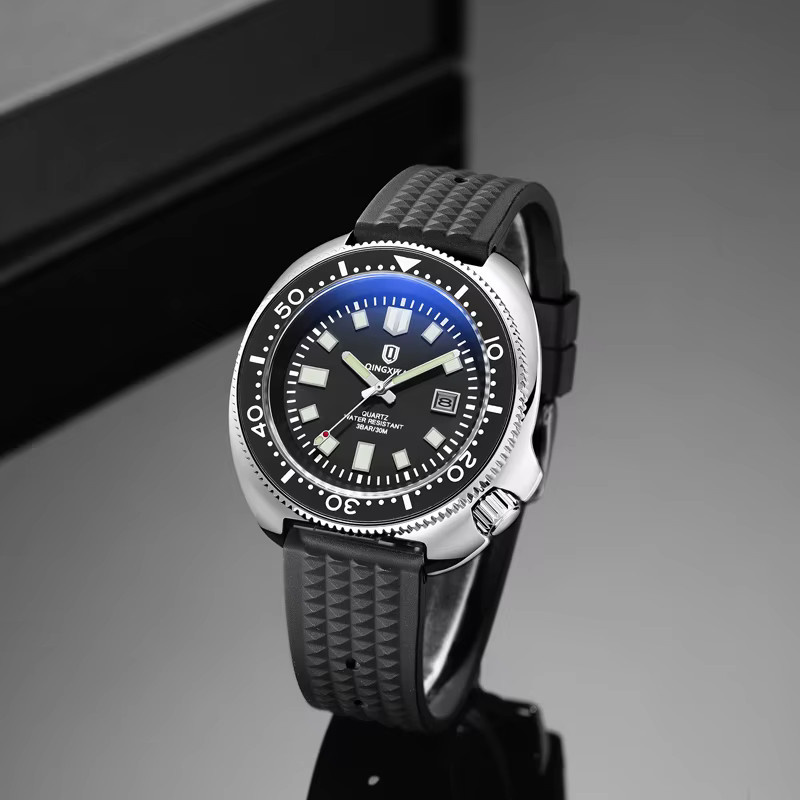 QINGXIYA Armbanduhr, Quarz, Silikon, Schwarz, Herren - Bild 3