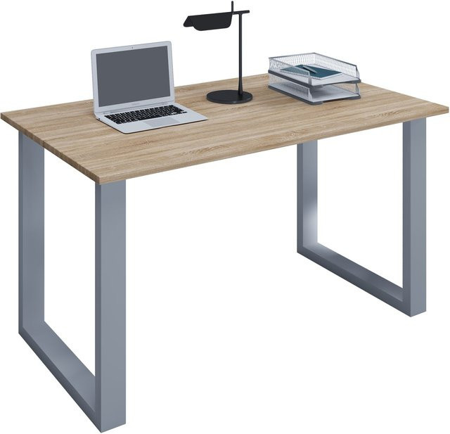 VCM Schreibtisch Lona in Eiche und Silber, B/T/H: 80 x 50 x 76 cm - Bild 1