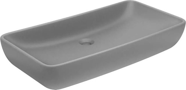vidaXL Luxus-Waschbecken aus Keramik, rechteckig, Matt Hellgrau, B: 71 cm, T: 38 cm, H: 13,5 cm - Bild 1