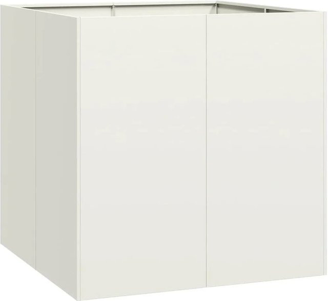 vidaXL Pflanzgefäß aus Stahl in Weiß, B/T/H: 80 x 80 x 80 cm - Bild 1