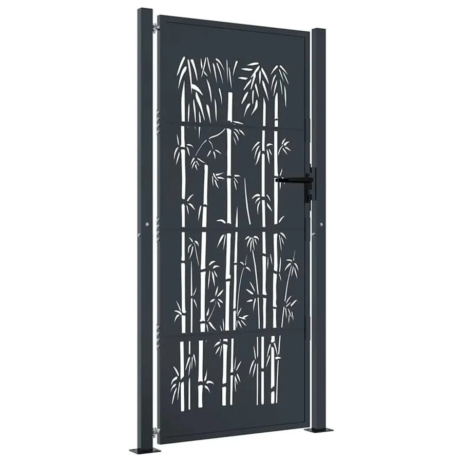vidaXL Gartentor aus verzinktem Stahl in Anthrazit mit Bambus-Design, B: 110 cm, H: 180 cm - Bild 2