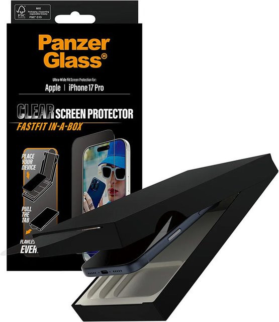 PanzerGlass Displayschutzglas Ultra-Wide Fit für Apple iPhone 17 Pro, Schwarz - Bild 2