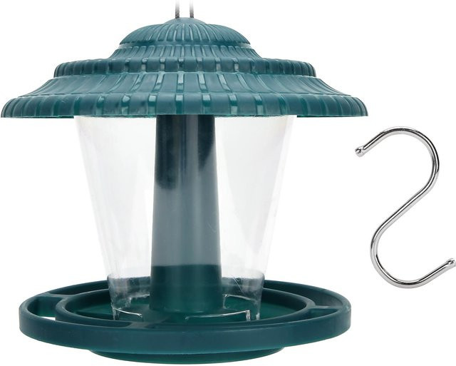 CosyHome Vogelhäuschen aus Kunststoff in Grau, transparentes Futterhaus zum Aufhängen für Garten und Balkon - Bild 1